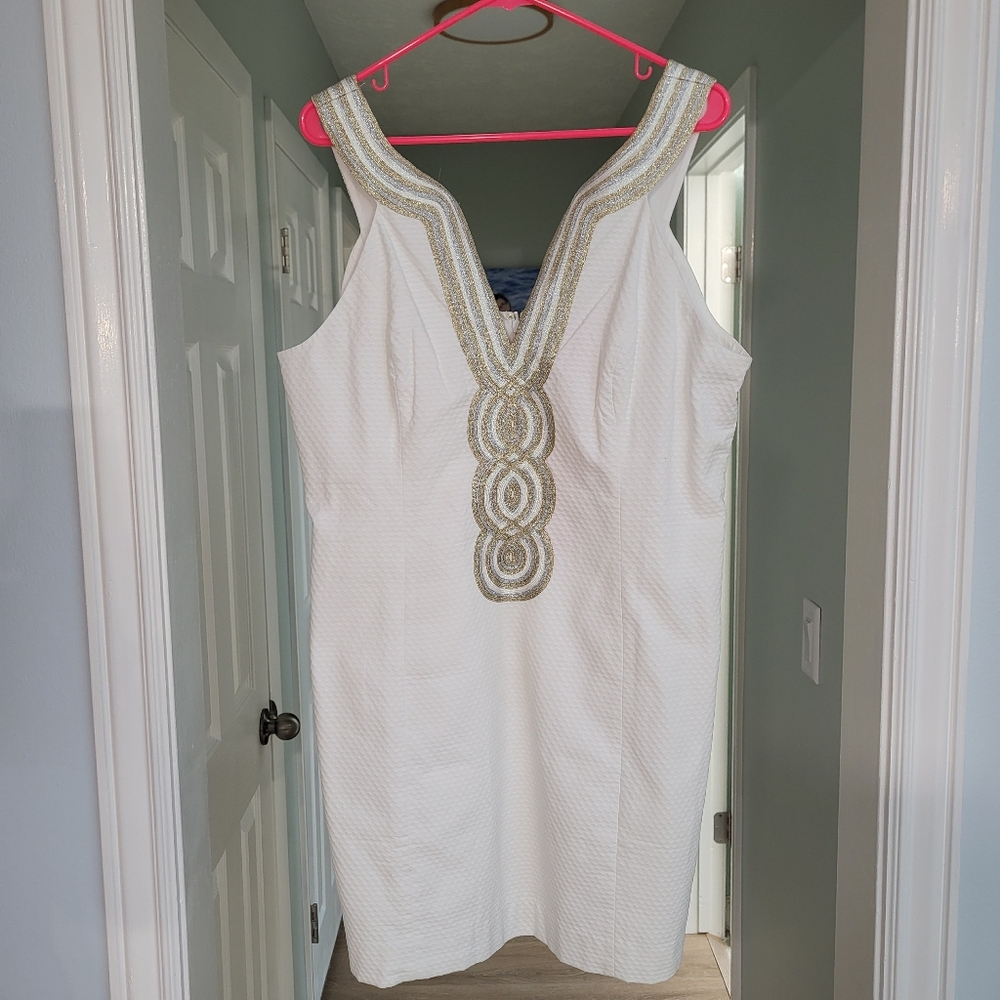 Lilly Pulitzer NWT Valli Shift White Gold Silver 16